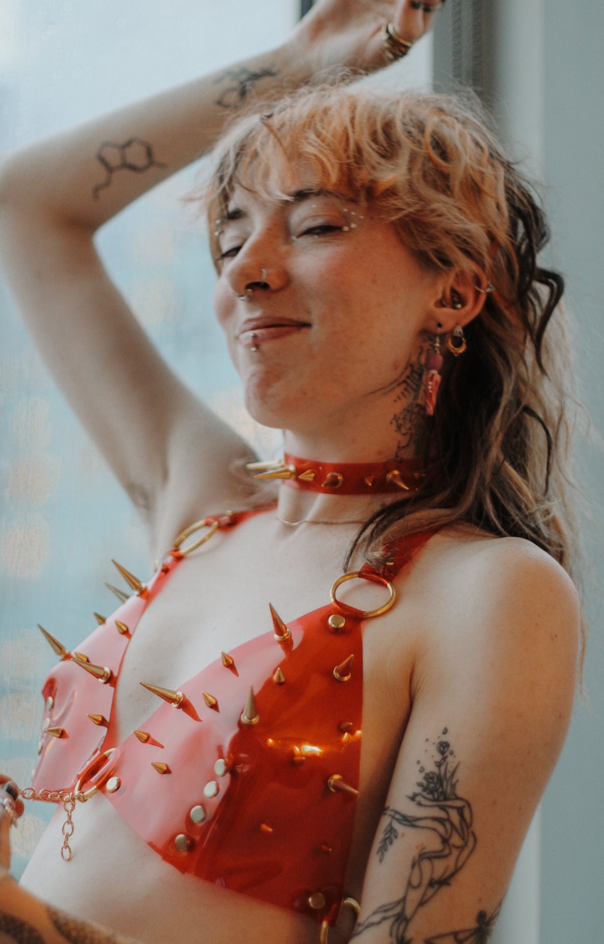 Cardinal Mixed Spiked See Thru Bra