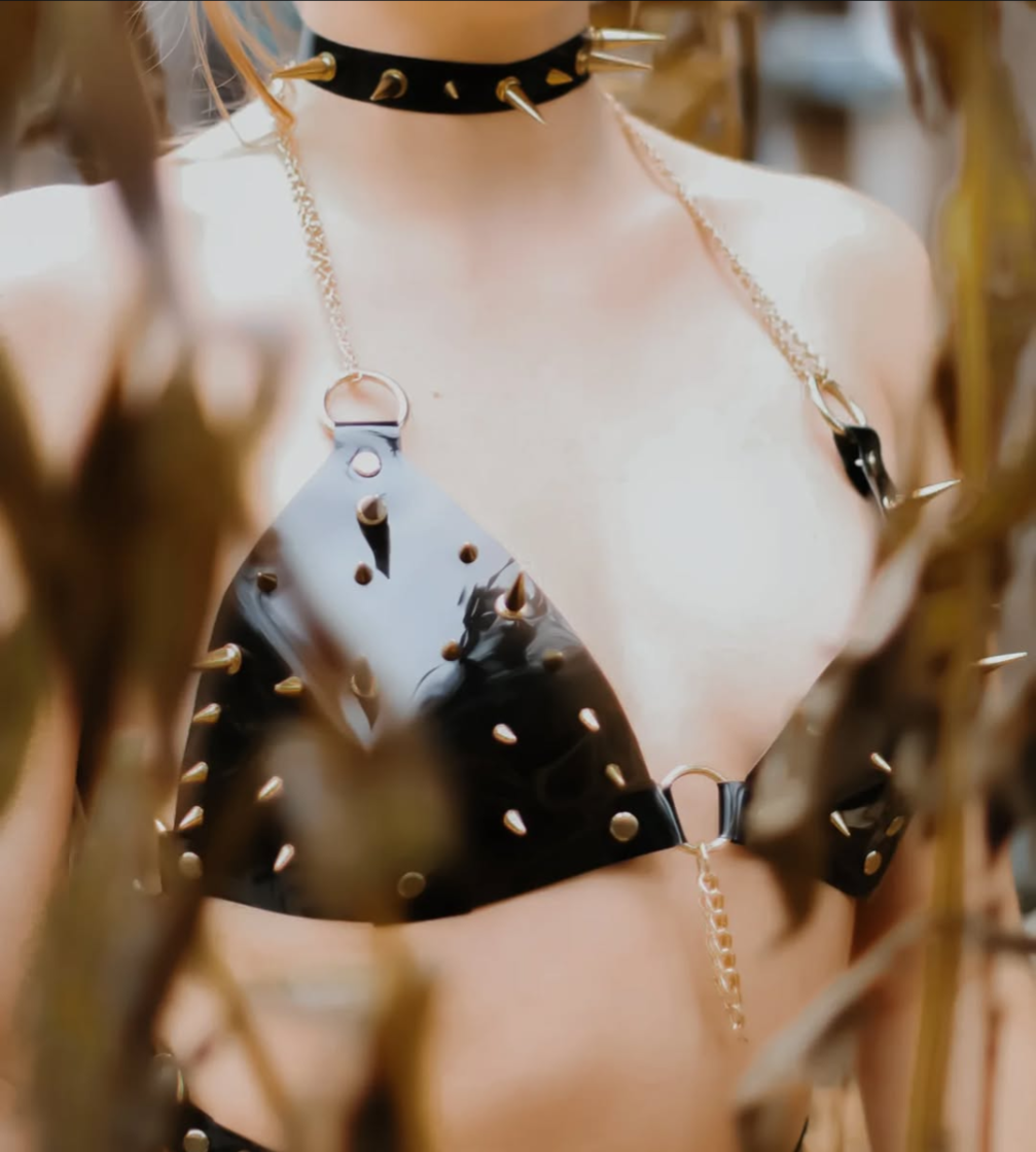 Mixed Spiked See Thru Bra