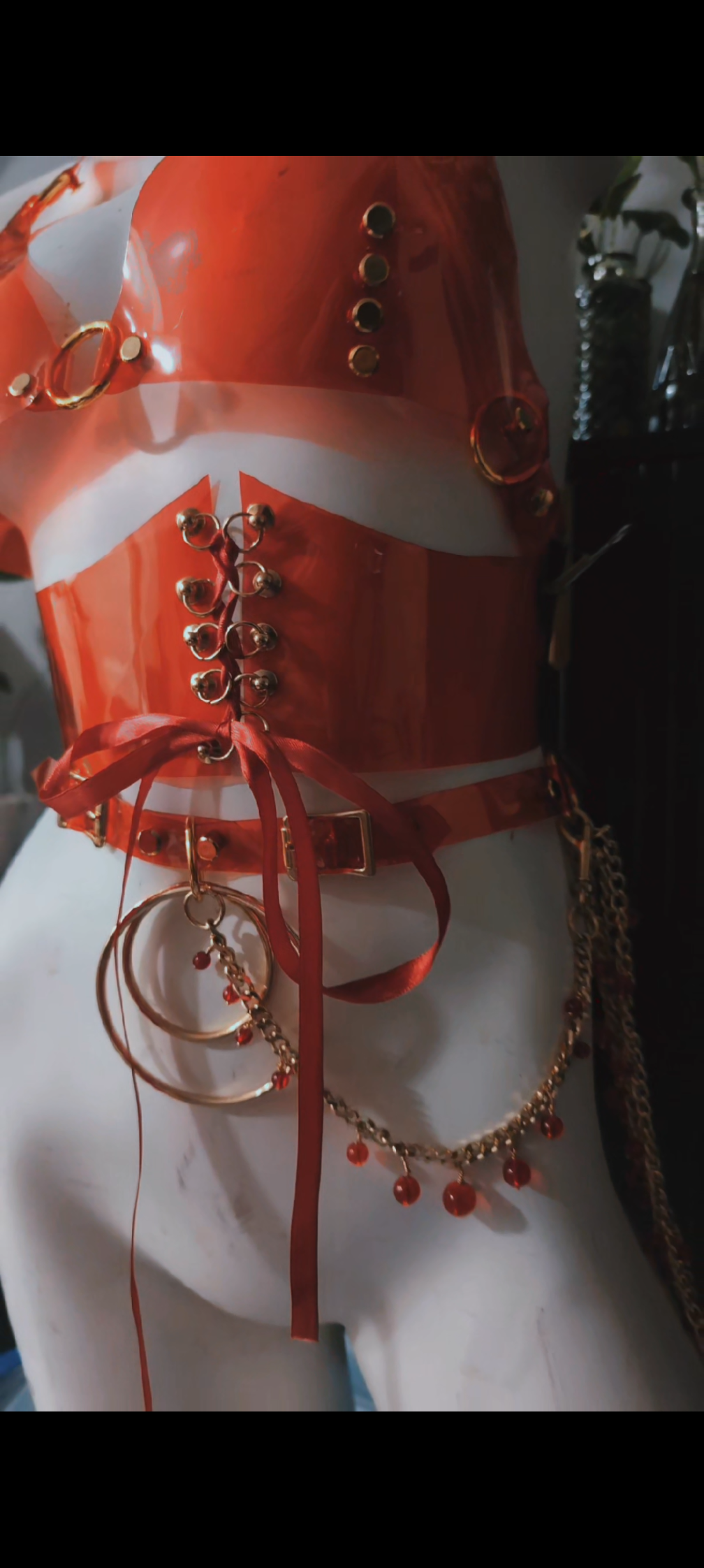 Cardinal Mixed Glass Beaded See Thru Waist Piece